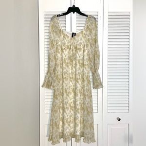 Y.A.S Exclusive Plisse Midi Dress with Tiering in Neutral Animal Print